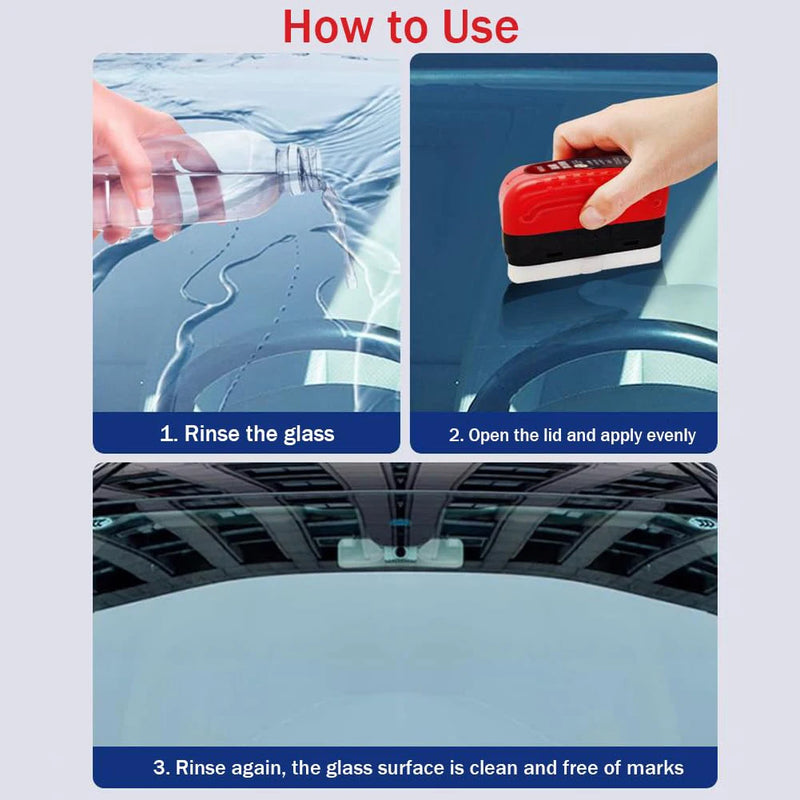 Car Glass Cleaner Removes Dirt Oil Film Remover Car Windshield Glass Sponge Cleaning Brush Glass Polishing Agent Car Maintenance