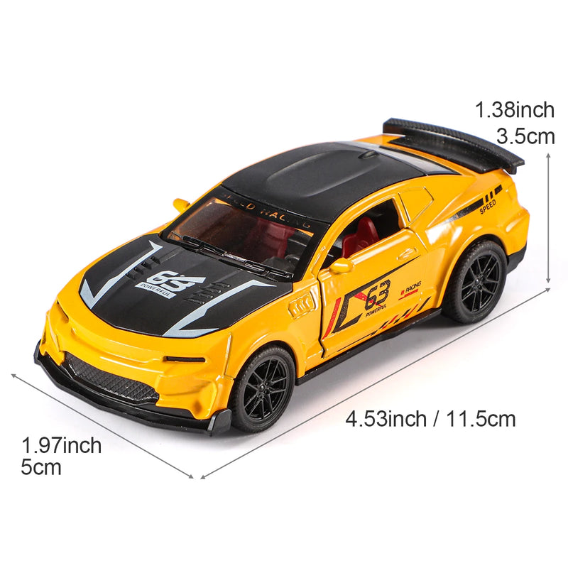 Classic sports car model with pull-back action, toy car model with opening doors, realistic detail design, high-speed action col