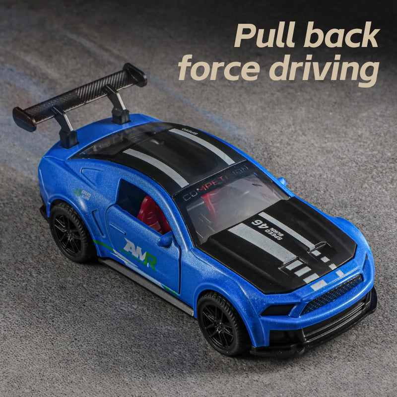 Classic sports car model with pull-back action, toy car model with opening doors, realistic detail design, high-speed action col