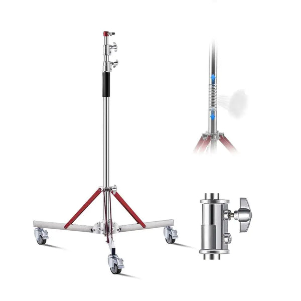 Professional Heavy Duty Adjustable Height Tripod Lighting Stand with Casters Max 10.5ft/320cm
