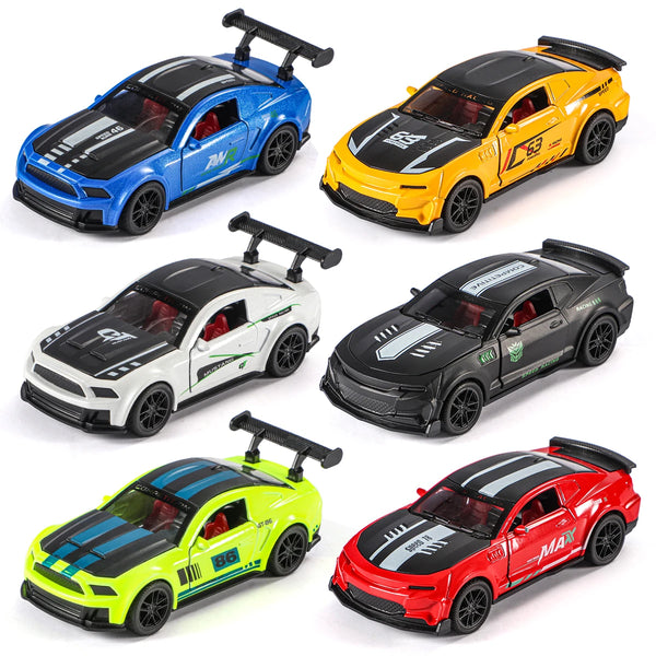 Classic sports car model with pull-back action, toy car model with opening doors, realistic detail design, high-speed action col