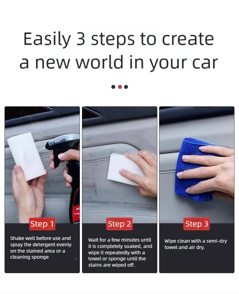 500ml Liquid Car Interior Detailer Cleaner Car Stain Remover Car Interior Wash Maintenance for Auto Home Use