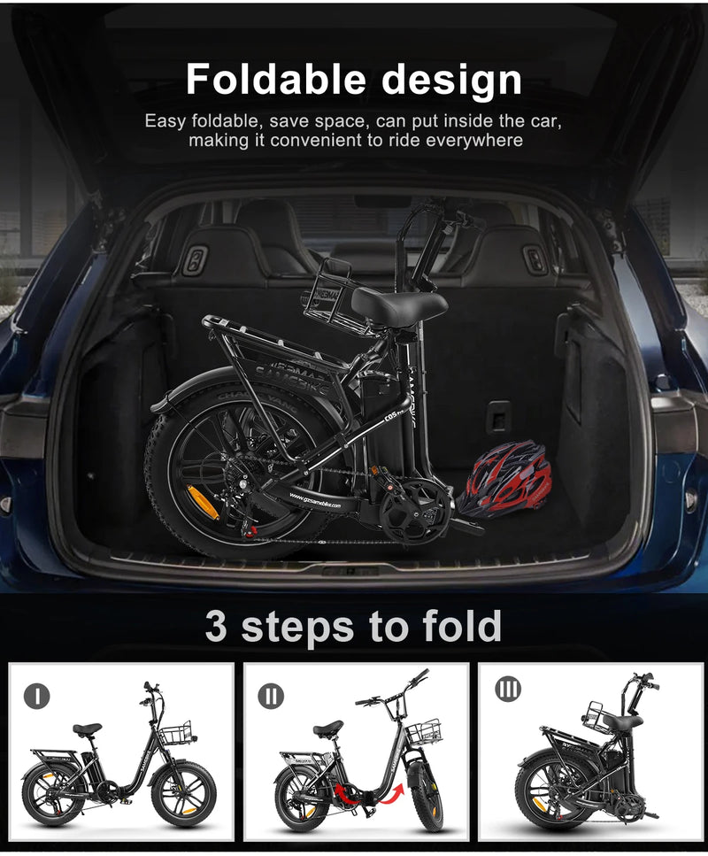 SAMEBIKE C05 Pro Foldable Adult Electric Bicycle 500W 36V 13ah Lithium Battery 20 inch Tire Mountain Off road Electric Bicycle