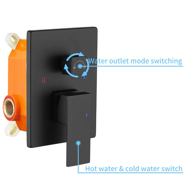 Wall-Mounted Shower System with 12 Rainfall & Handheld Faucet - Matte Black Finish, Brass Rough-In