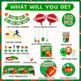 Football Birthday Party Supplies,102pcs Party Decorations&Tableware Set-Football Party Plates Napkins Tablecloth Balloons etc