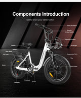 SAMEBIKE C05 Pro Foldable Adult Electric Bicycle 500W 36V 13ah Lithium Battery 20 inch Tire Mountain Off road Electric Bicycle