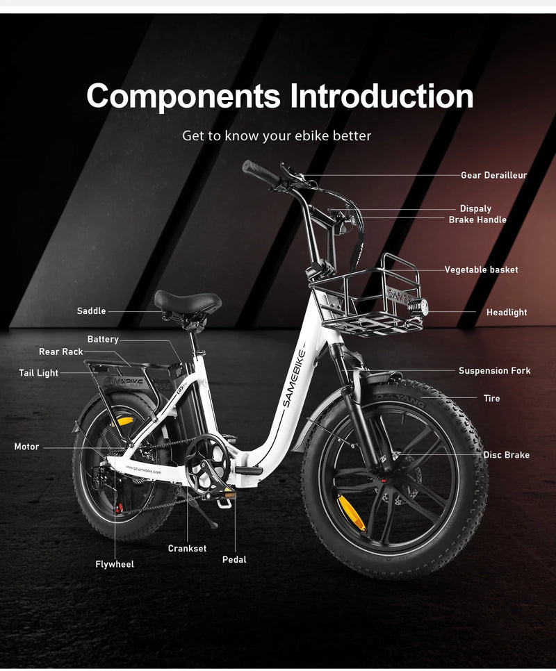 SAMEBIKE C05 Pro Foldable Adult Electric Bicycle 500W 36V 13ah Lithium Battery 20 inch Tire Mountain Off road Electric Bicycle