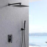 Wall-Mounted Shower System with 12 Rainfall & Handheld Faucet - Matte Black Finish, Brass Rough-In