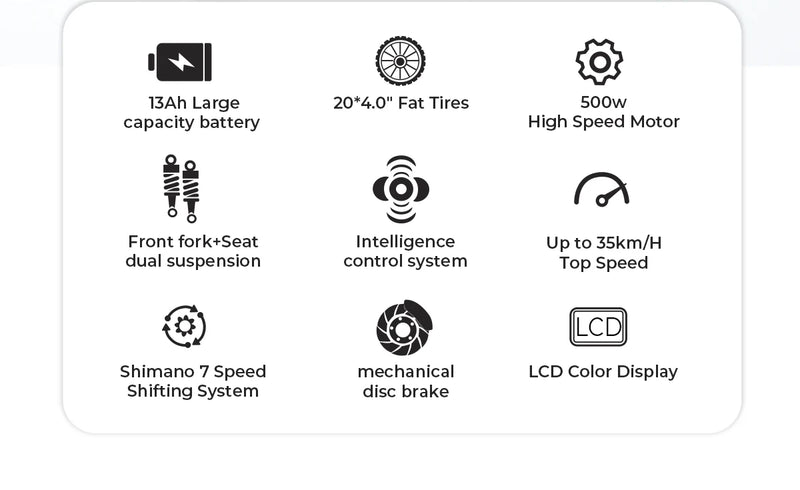 SAMEBIKE C05 Pro Foldable Adult Electric Bicycle 500W 36V 13ah Lithium Battery 20 inch Tire Mountain Off road Electric Bicycle