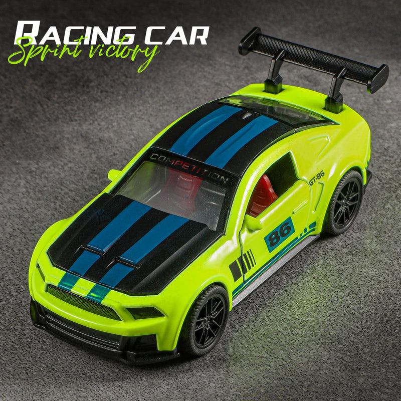 Classic sports car model with pull-back action, toy car model with opening doors, realistic detail design, high-speed action col