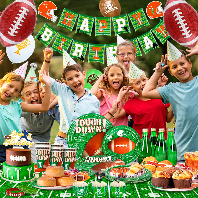Football Birthday Party Supplies,102pcs Party Decorations&Tableware Set-Football Party Plates Napkins Tablecloth Balloons etc