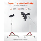 Professional Heavy Duty Adjustable Height Tripod Lighting Stand with Casters Max 10.5ft/320cm