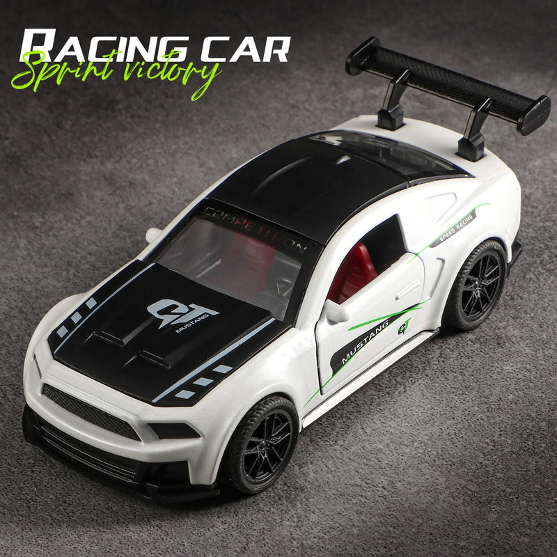 Classic sports car model with pull-back action, toy car model with opening doors, realistic detail design, high-speed action col