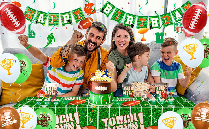 Football Birthday Party Supplies,102pcs Party Decorations&Tableware Set-Football Party Plates Napkins Tablecloth Balloons etc
