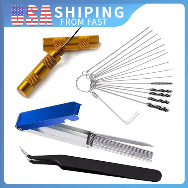 Free Shipping Airbrush Spray Gun Nozzle Cleaning Kit Needle & Brush Set Repair Tool Handle Precision Car Motorcycle Kit
